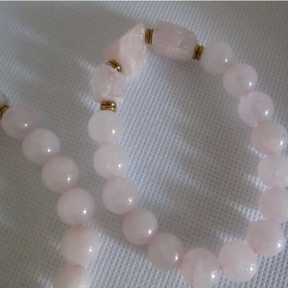 Vintage Rose Quartz Bracelet Set Stretch Elastic Pink Stone Beads Boho Luxe Glam - Picture 13 of 16